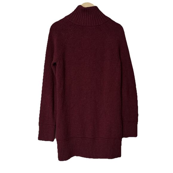 Eddie Bauer Lounge Cardigan Chunky Knit burgundy Open Mock Neck Sweater Size S - Picture 2 of 9